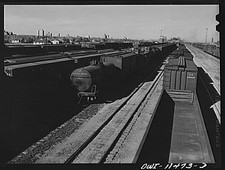 Photo:Amarillo Texas 1940s Santa Fe Railroad Yards Freight Cars picture