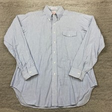 VTG J.Press Oxford Button Up Shirt Large 16 - 35 Blue White USA Dress Hickory picture