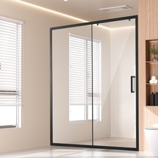 Uimoso Semi-Frameless Shower Door 57.7-59x70in Tempered Glass 1/4 in Matte Black picture