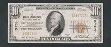 RARE ANGLO AND LONDON PARIS NATIONAL BANK OF SAN FRANCISC 1929 $10,  CHRTR# 9174 picture