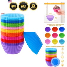 54 Pack Silicone Muffin Cups, Silicone Cupcake Baking Cups Reusable Muffin Li... picture