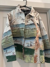 Rebel Vengeance Jacket Mens Medium Multicolor Landscape Tapestry Bomber Scenic picture