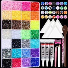 Bedazzling Kit 28 Colors Rhinestones Kit, 30000Pcs Flatback Rhinestones picture
