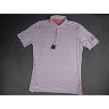 johnnie-O Mens Striped Performance Polo Shirt Pink Blue Cowboys Golf Club M NEW picture