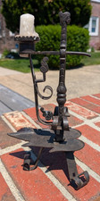 Exceptional Antique Wrought Iron Candlestick 12 1/2