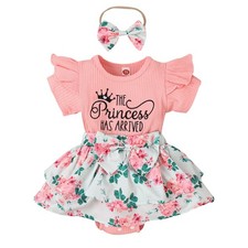 Newborn Baby Girls Floral Romper Jumpsuit Headband Clothes Bodysuit Outfits Set picture
