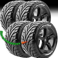 4 Louise RC LT3250SB T-Rocket 1/8 Off-Road Truggy Tires 0 Offset 17mm Black rims picture
