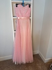 Vintage 1983 Roberta of California Pink Swiss Dot Prom Dress Juniors Size 13/14 picture