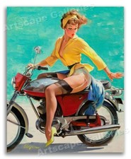1956 Gil Elvgren Motorcycle PinUp Girl 