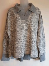 Oddi Womens M NWT Textured Knit Collared Pullover Oversized Boho Cozy Top picture