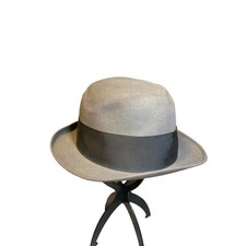 Vintage Resistol Self-Conforming Grey Felt Fedora Hat Black Ribbon King's Inc picture