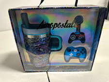 Aeropostale Power Play Gamer Gift Set 14oz Stainless Tumbler Key Chain Toy picture