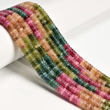 Multi-color Tourmaline Color Dyed Jade Smooth Rondelle Beads 2x6mm 15.5'' Strand picture