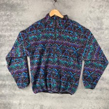 Vintage Columbia Fleece Jacket Aztec Southwest Print Size Large Purple Blue 90's picture