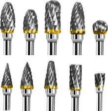 Tungsten Carbide Rotary Burr Set 10PCS Double Cut Grinding Head 1/4 In Die Gr... picture