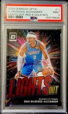 Shai Gilgeous-Alexander 2024-25 Optic Lights Out RedGold International /99 PSA 9 picture