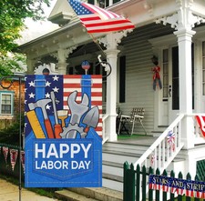 Happy Labor Day Garden Flag Patriotic USA Yard Banner Outdoor Decor picture