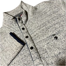 Relwen Quarter 1/4 Zip Snap Sweater Mens L Heather Gray Stretch Huckberry Hiking picture