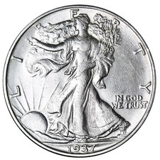 1937 Walking Liberty Half Dollar In AU Condition picture