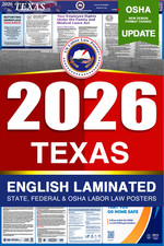 2026 Texas TX LABOR LAW POSTER (Federal & State) English Laminated picture