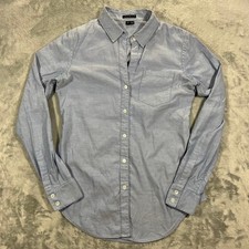 THEORY Nikala Button Up Shirt Womens Small Blue 100 Cotton Long Sleeve Classic picture