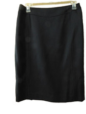 CARLISLE Black Classic 100% WOOL Straight Knee Length Pencil Skirt 14 picture