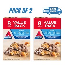 Atkins Snack Bar, Caramel Chocolate Nut Roll, Keto Friendly, 8 Ct (2 Packs) picture