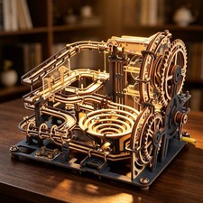 ROKR Marble Night City Waterwheel 3D Wooden Puzzle Laser Cutting Games Xmas Gift picture