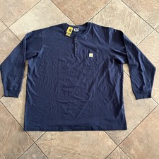 Carhartt Men's Workwear Long-Sleeve Heavyweight Pocket Henley T-Shirt Navy picture