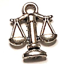 Scales of Justice Charm Libra Symbol Smooth Tibetan Silver 1/2