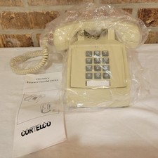 Cortelco 2500 Series Ash Beige Push Button Desk Telephone T-321VI Vintage Style picture