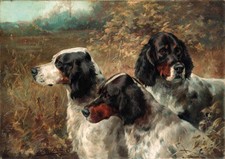 hand-Painting Edmund Henry Osthaus Three English Setters three dogs landscape picture
