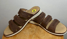 Taryn Rose Women’s Brown/Beige Slide Sandals Cut-Out Straps Memory Foam 6 picture