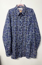Robert Graham Blue Geometric Paisley Patchwork Masterpiece 1XLT Shirt MSRP $258 picture
