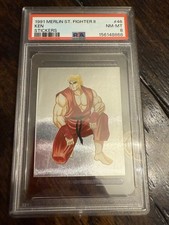 1991 Merlin Super Street Fighter II Album Stickers Ken #46 Foil PSA 8 Rare picture