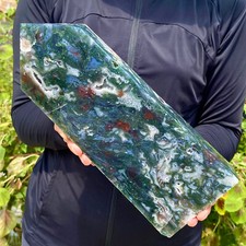 5.68LB Natural green moss agate quartz obelisk crystal aura healing energy picture