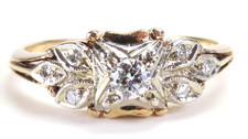 Antique Art Deco J.R. Wood & Sons Engagement Ring 14KY Ring Sz 5.75 UK-K EGL USA picture