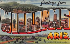 Williams Arizona AZ Greetings From Large Letter 0B-H646 Linen Postcard picture