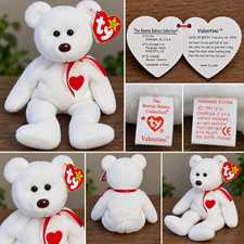 Ty Beanie Baby Valentino White Bear Plush w/ Heart Tag Vintage 1993 picture