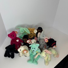 Lot of 13 Ty Beanie Babies Vintage Plush Collection Bears Bunny Elephant Gorilla picture