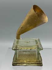 c 1915 Graphophone PHONOGRAPH Glass Record CANDY CONTAINER Antique E&A 576 picture