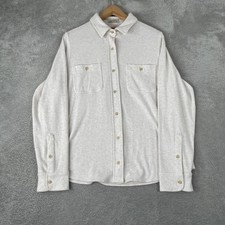 Faherty Legend Shirt Mens Large Off White Knit Flannel Stretch Comfort Soft picture