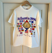 Vintage 90’s Atlanta 1996 Olympic Games Flags Hanes Tee Size L picture
