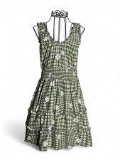No Boundaries Smocked Tiered Sundress Size Small Green Daisy Plaid picture
