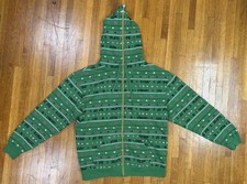 Y2K KR3W KREW TK Too Live AOP All Over Print Full Zip Hoodie Green Size Medium picture