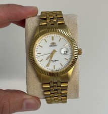 Rare Orient President Automatic Date White Dial Baton Index VTG Men’s Watch picture