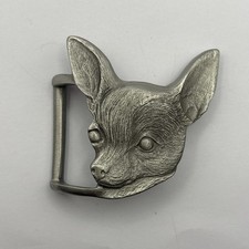 Vintage Rawcliffe Pewter Chihuahua Dog Belt Buckle 1984 P. Davis picture