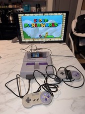 SNES Super Nintendo Console SNS-001 2 Controllers Mario World Tested Working picture