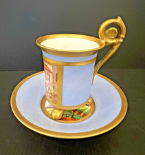 Antique  Hand Painted 19th Paris French Scenic Porcelain Cup & Saucer picture