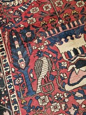 4.9 x 6.6 ANTIQUE CAUCASIAN HERIZ SERAPI VINTAGE USHAK TRIBAL BIRD ANIMAL picture